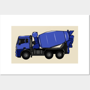 Concrete mixing transport truck cartoon Posters and Art